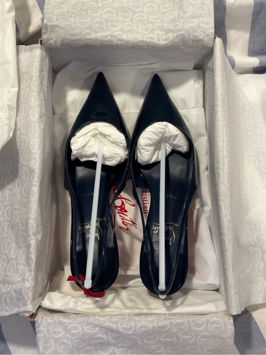 Christian Louboutin Shoes - Christian Louboutin Navy Patent Pointed-Toe Miss Z